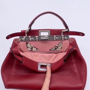 Fendi Monster Peekaboo mini red/pink/python